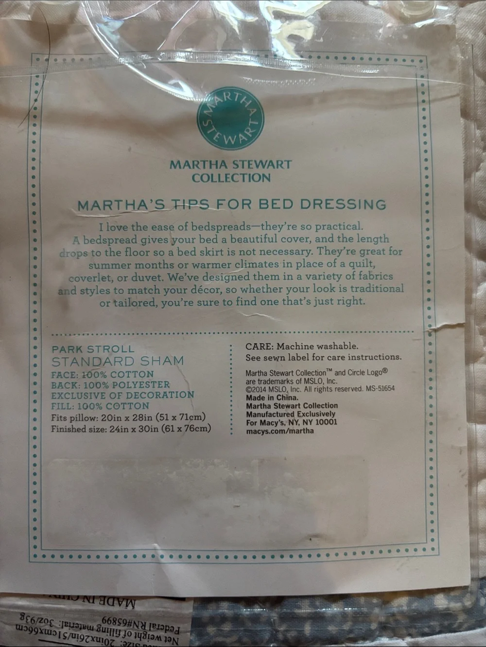 Martha Stewart Quilted Standard Sham - White with Blue & Green Floral